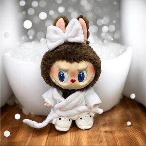 3PC for Monsters LABUBU 38cm Kawaii Spa Day PJ Comfy Vibes Robe Slippers Outfit